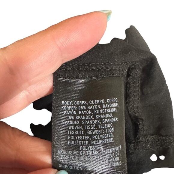 Meadow Rue Black Long Sleeve Layered Ruffled Front Tie Neck Blouse Women Sz S - Picture 11 of 12